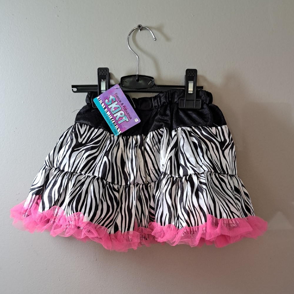 Pink and Black Zebra Print Kids Skirt